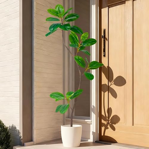 Miniatura 8 de Árbol de Goma Artificial de 5.2 pies, Plantas de Imitación para Interior, Árboles Artificiales de Piso para Interior, Plantas Falsas, Plantas