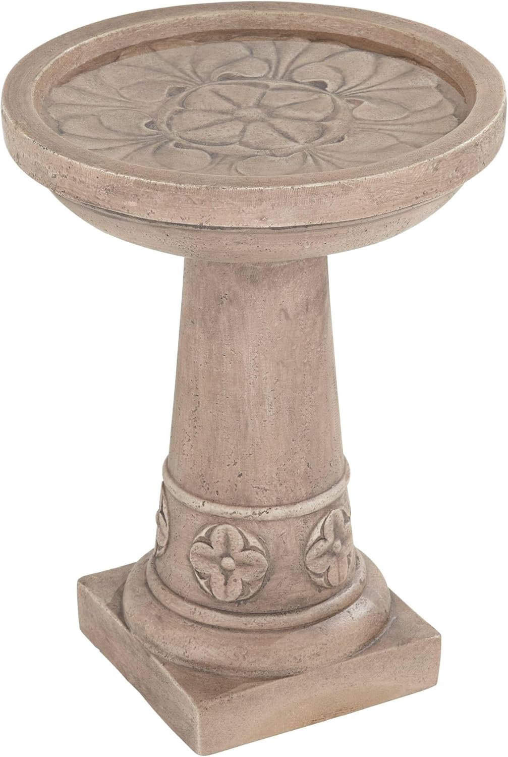 Missy Fleur 20 1/4" High Large Italian Outdoor Decor Cement Floor Fountain Standing Bird Bath Bowl Water Feature for Outside Garden Patio Yard Backyard Porch Deck Relaxation - John Timberland