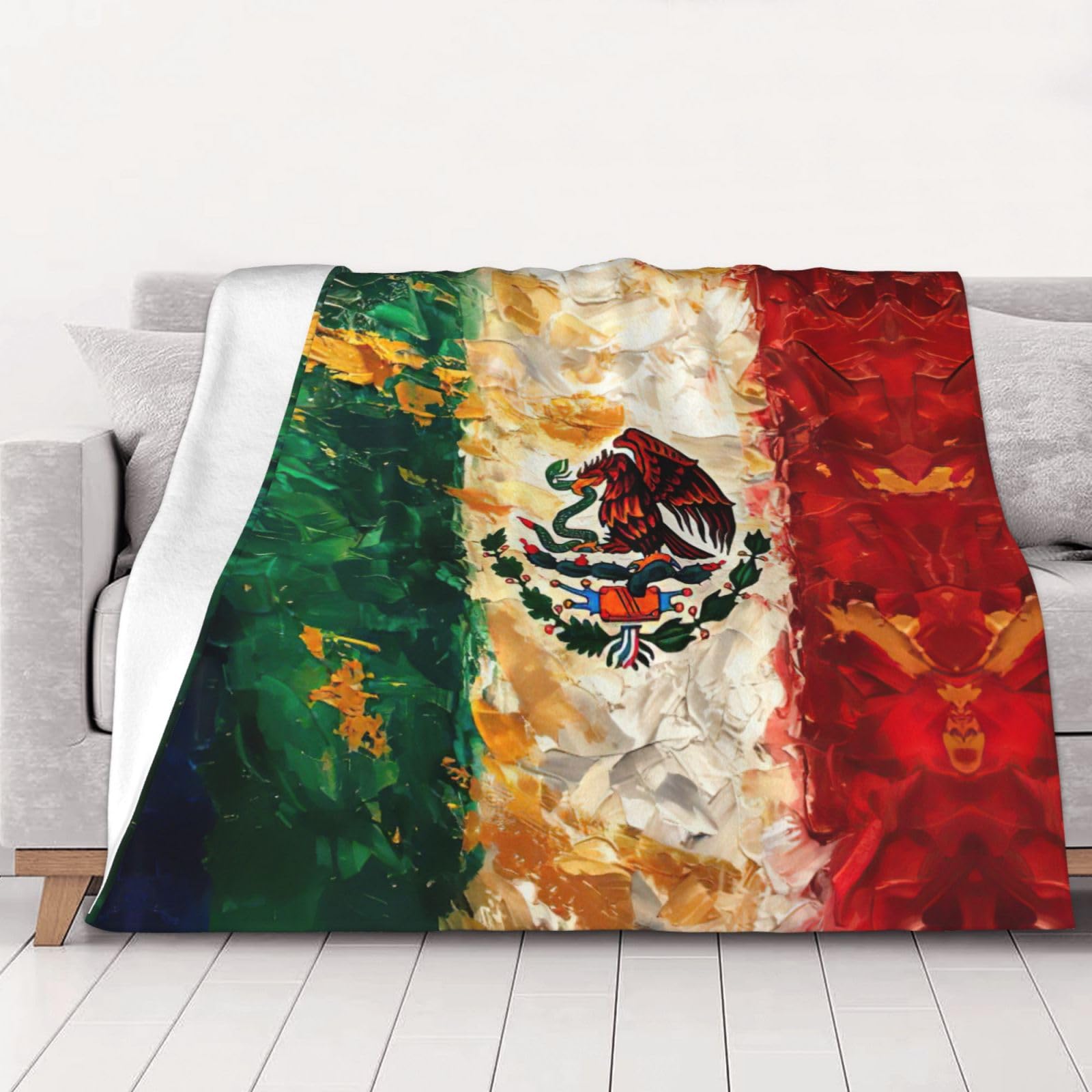 Couverture en flanelle drapeau mexicain américain : le cadeau idéal pour lit et canapé