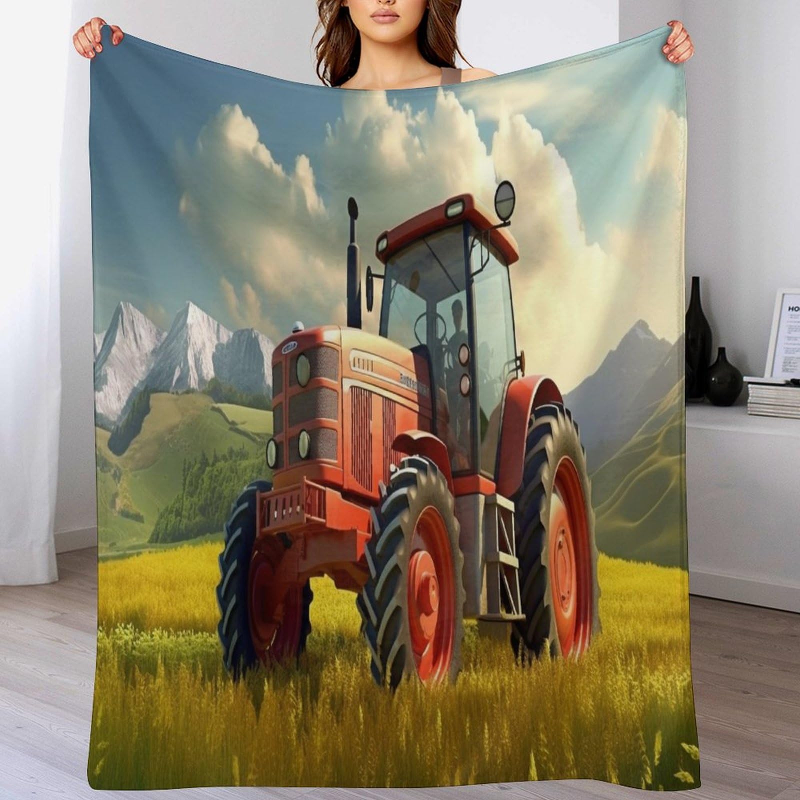Couverture tracteur imprimée en flanelle, le cadeau d'anniversaire idéal