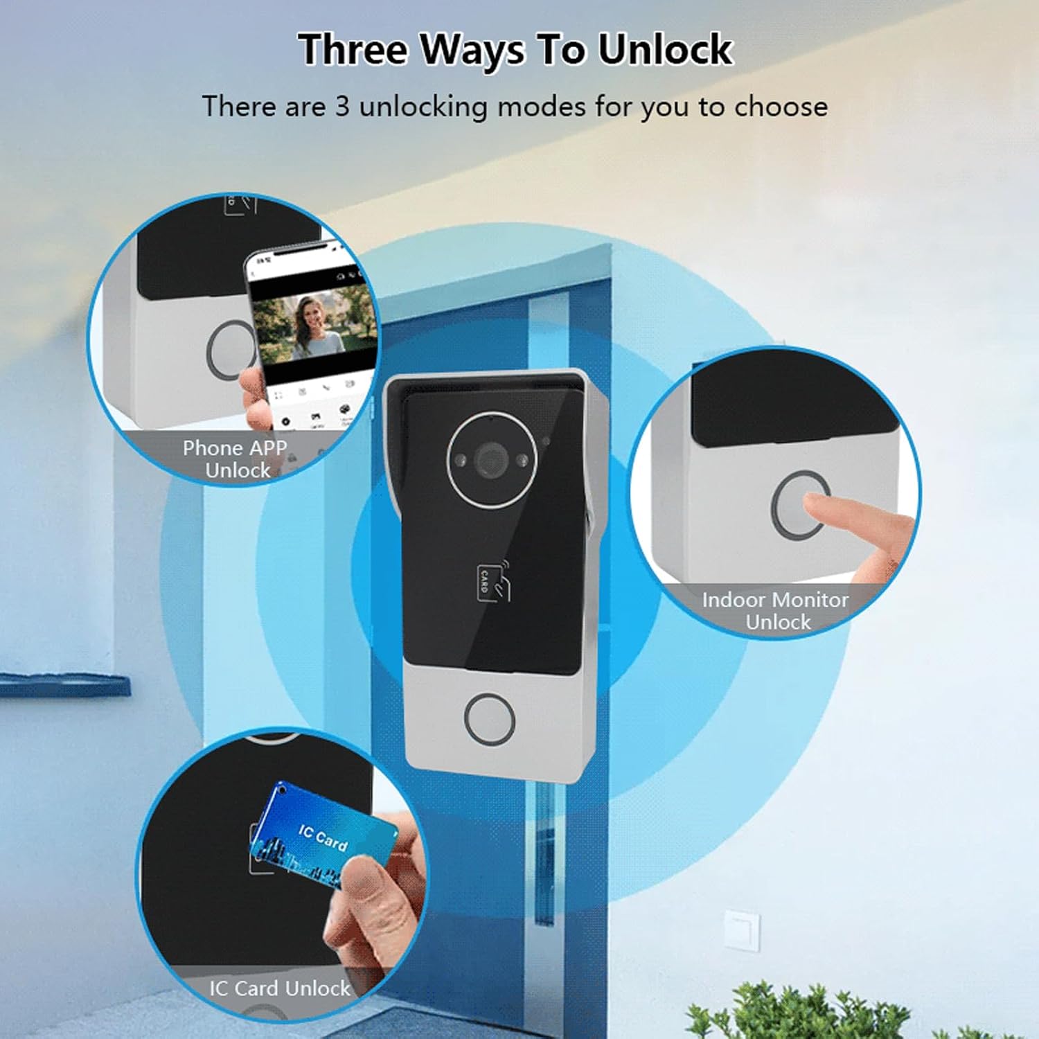 2 Wire Video Doorbell Apartment Intercom System,1080P Visual Doorbell Camera,7 Inch Monitor, Support 3 in 1 Unlock,Two-Way Audio,Monitoring,Anti-Alarm for Home Villa (1 doorbell + 2 Monitor) image 3