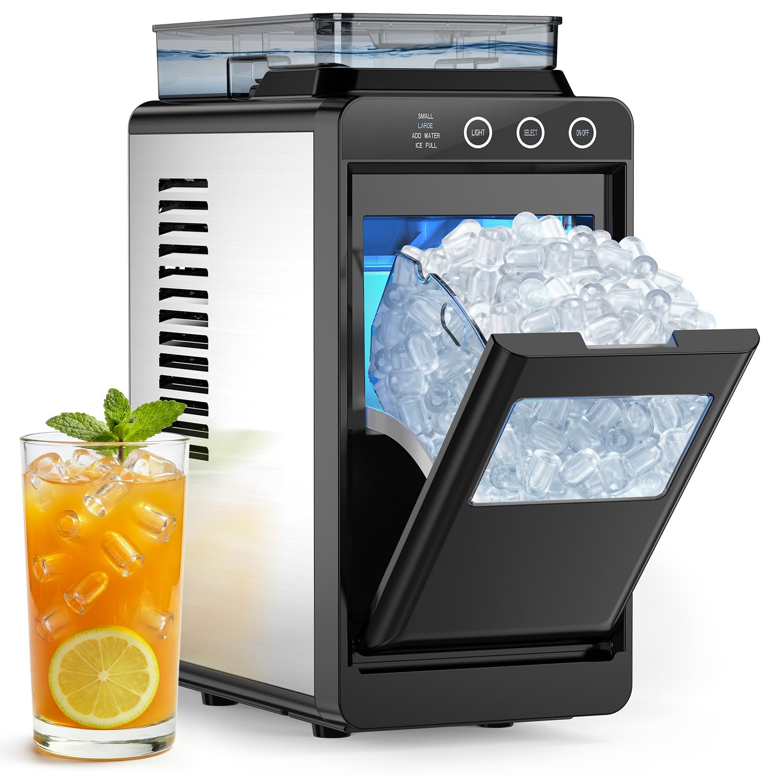 Photo 1 of COWSAR Ice Maker Countertop, Portable Ice Machine with External Water Tank, 8 Cubes in 6 Mins, 26 lbs/24Hrs, Self-Cleaning Quiet Compact Commercial Ice Makers for Home, RV, Camping, Black