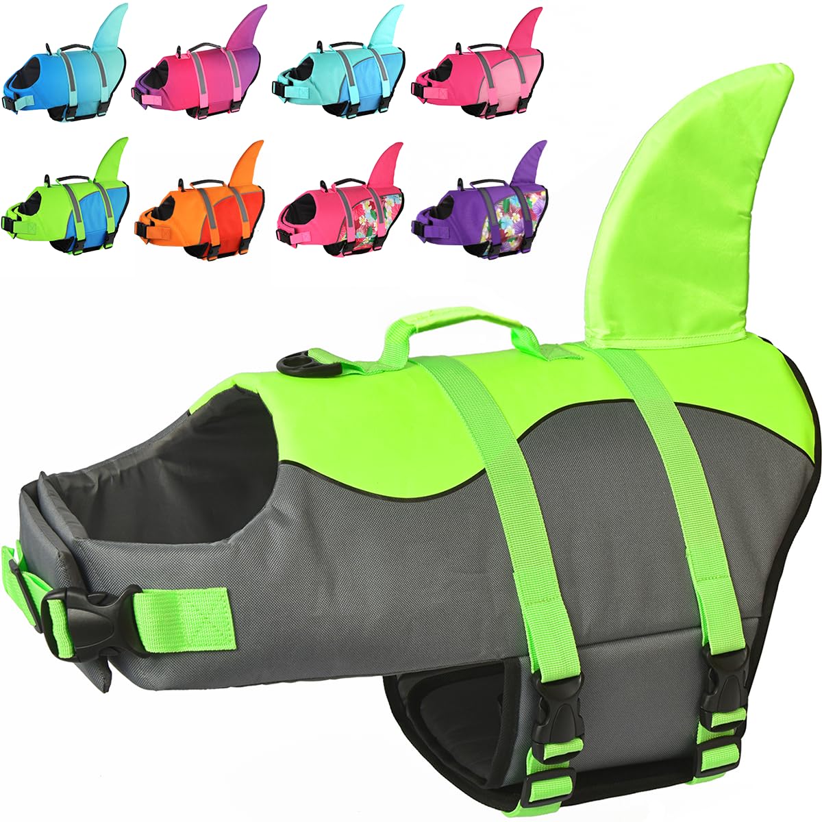 Doglay Dog Life Jacket Shark, Ripstop Dog Life Vests for Swimming Boating with High Buoyancy and Rescue Handle, Adjustable Dog Life Jacket Pet