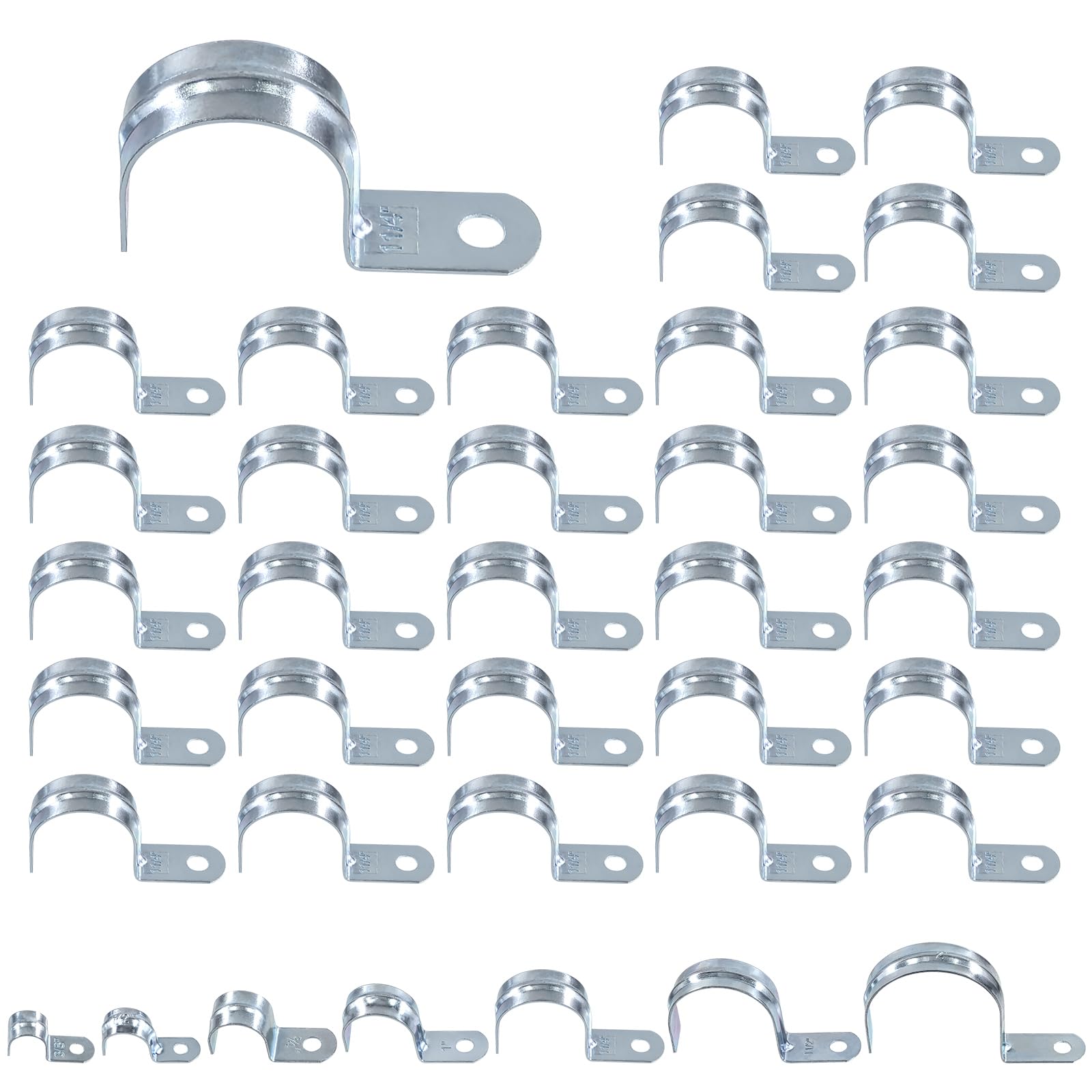 Keadic 30Pcs 1-1/4 Inch One Hole Pipe Straps Set Zinc Plated Steel EMT Pipe Straps with 1 Hole