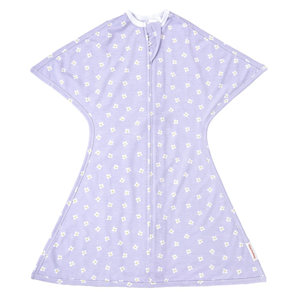 SleepingBaby Zipadee-Zip Transition Swaddle - Cozy Baby Swaddle Blanket with Zipper Convenience - Roomy Wearable Blanket for Easy Diaper Changes - Paperwhite Flowers, Small (4-8 Month)