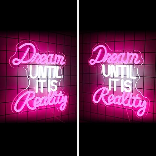Miniatura 4 de Dream Until It Is Reality - Letrero LED de neón, letras de neón para decoración de pared, luces de neón con alimentación USB para dormitorio,