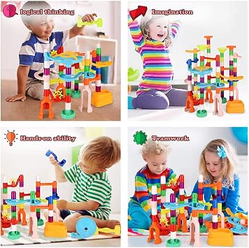 135PCS Marble Run Building Construction Set - STEM Learning Track Toy for Kids Age 3-12, Educational Race Track, Easy Assembly - Gifts for Boys Girls