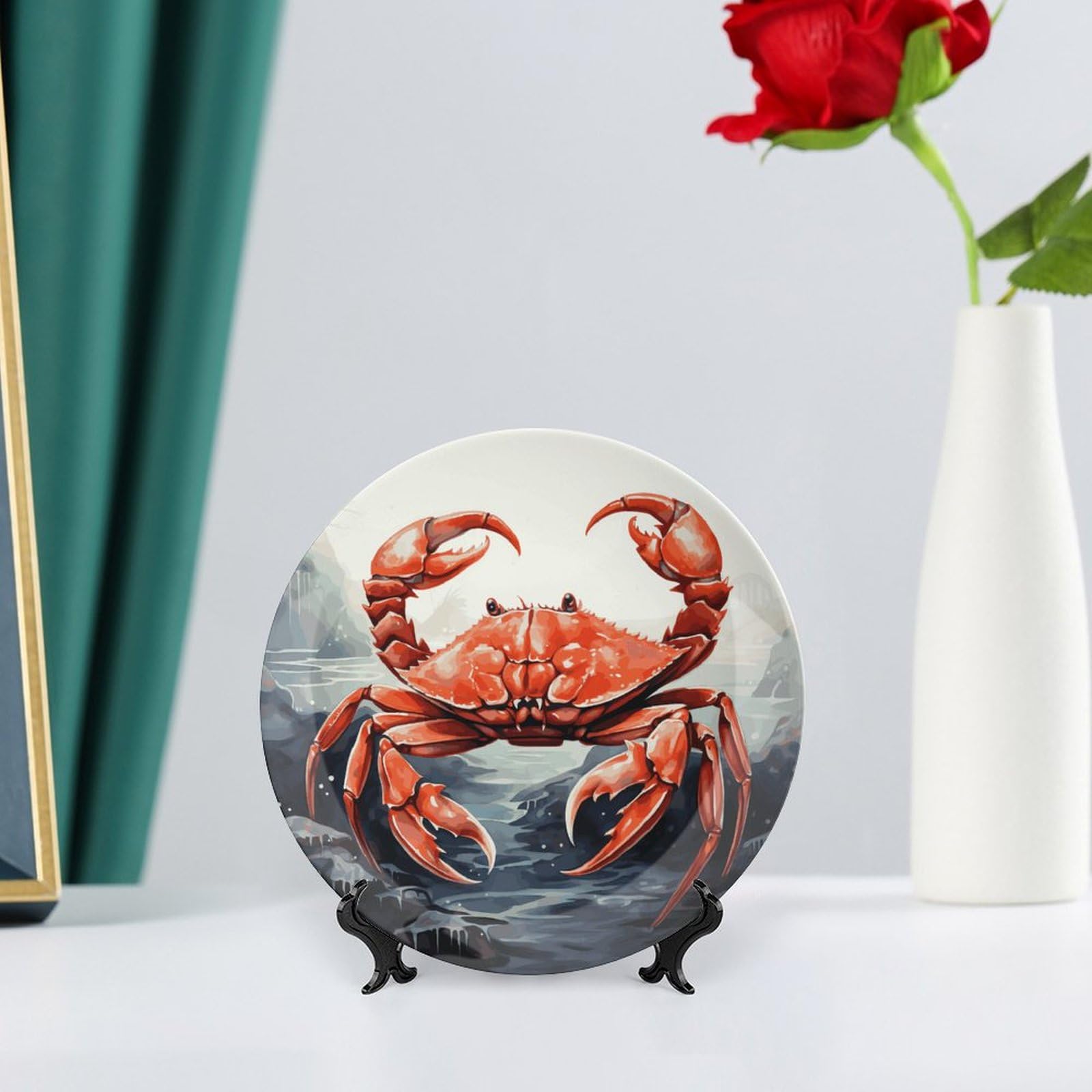 食器    Crab plate Amazon.com | EKYOSHCZ Bone China Decorative Plate Red Crab Sea