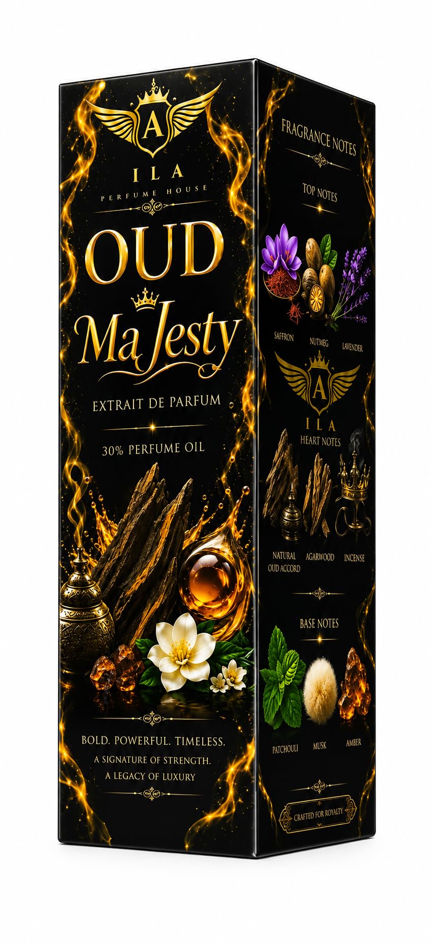 Oud Majesty Extrait de Parfum, 30% Perfume Oil | Saffron & Agarwood, Natural Oud Accord, Incense & Amber Base, Patchouli & Musk, Crafted for Royalty-image-49