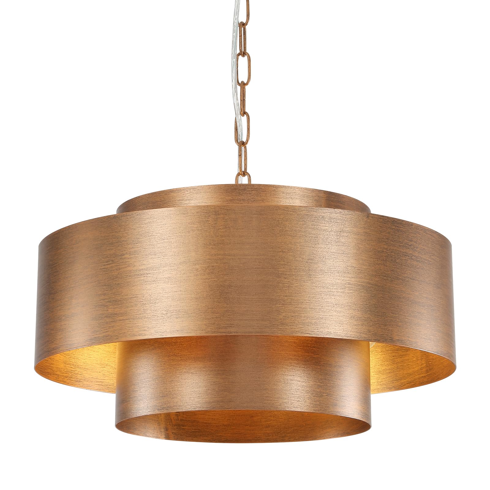 Photo 1 of Mumfol Copper Drum Tiered Chandelier - Farmhouse Pendant Light