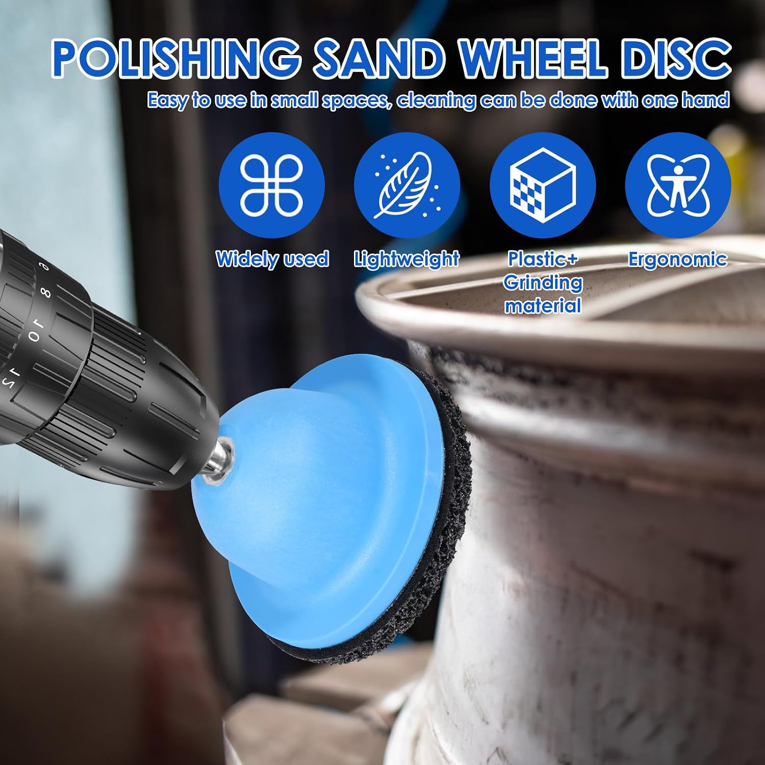 6 inch Wheel Hub Grinder Cleaning Resurfacing Tool, Wheel Hub Cleaner Resurfacing Kit with 1/2" Drill Adapter | Wheel Hub Cleaner Hub Resurfacing Kit ,High-Toughness Impact-Resistant Plastic Disc with Drill Adapter