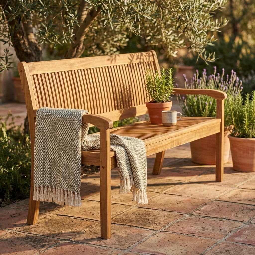milani home Panchina Legno Acacia Panca 3 Posti Resistente Arredo Esterno Giardino Ac805012