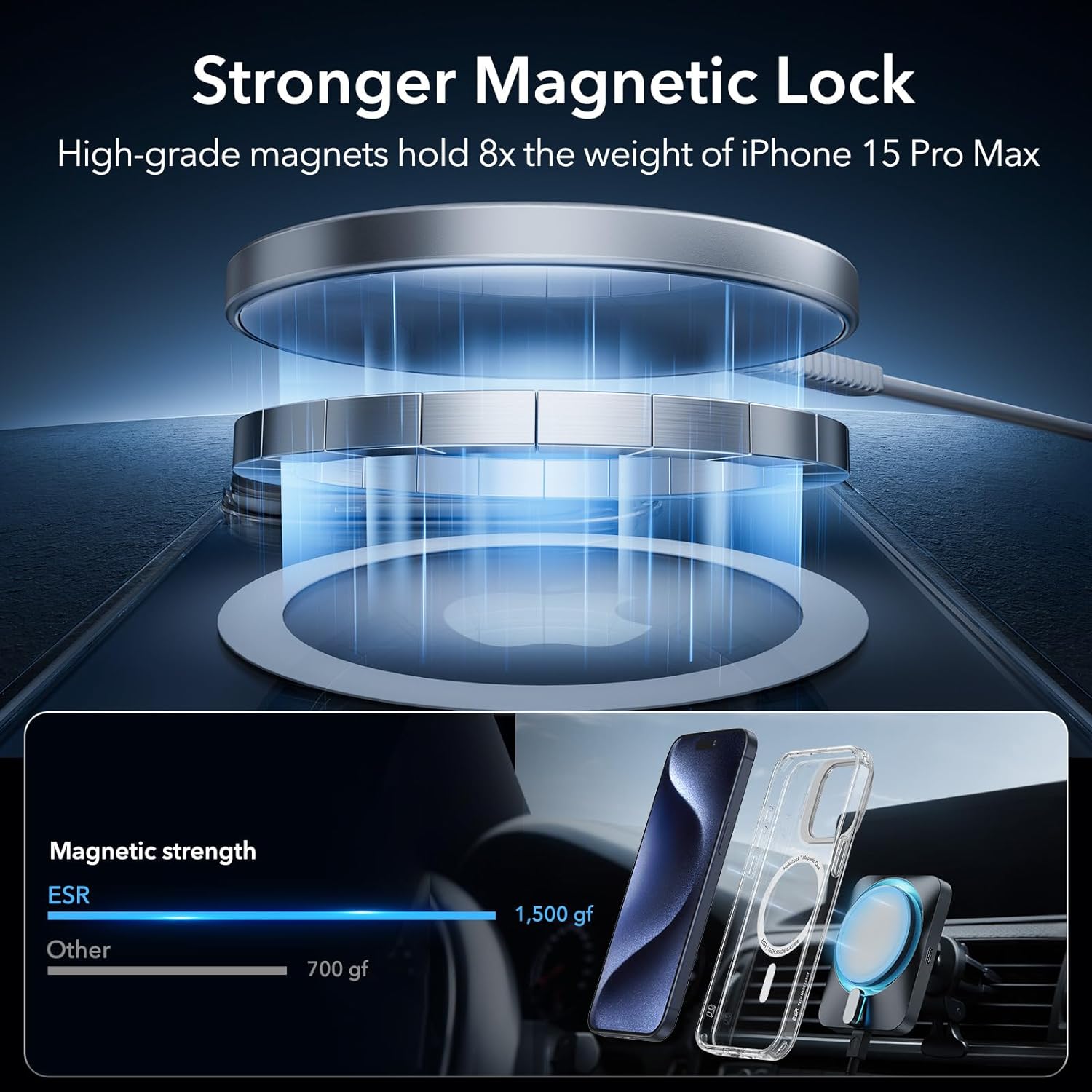 ESR for iPhone 15 Pro Max Case, Compatible with MagSafe, Military-Grade Protective Clear Case for iPhone 15 Pro Max,Built-in Stash Stand Phone Case, Scratch-Resistant Back Cover, Classic Series,Clear - Image 5