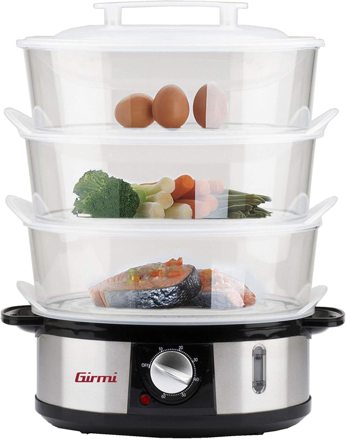 Girmi VP26 Steamer with three baskets and food