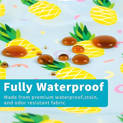 Miniatura 9 de Juego de baberos de manga larga de 3 piezas, baberos impermeables para bebés con bolsillo, babero para niños pequeños con mangas, bata resistente a