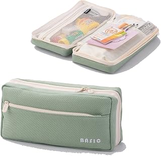 iHMeiju Big Capacity Pencil Case Pencil Pouch School Supplies, Portable Pencil Pouch Bag for College Students Office Simple Stationery Pencil Holder Bag Teen Girls Women. (Green)