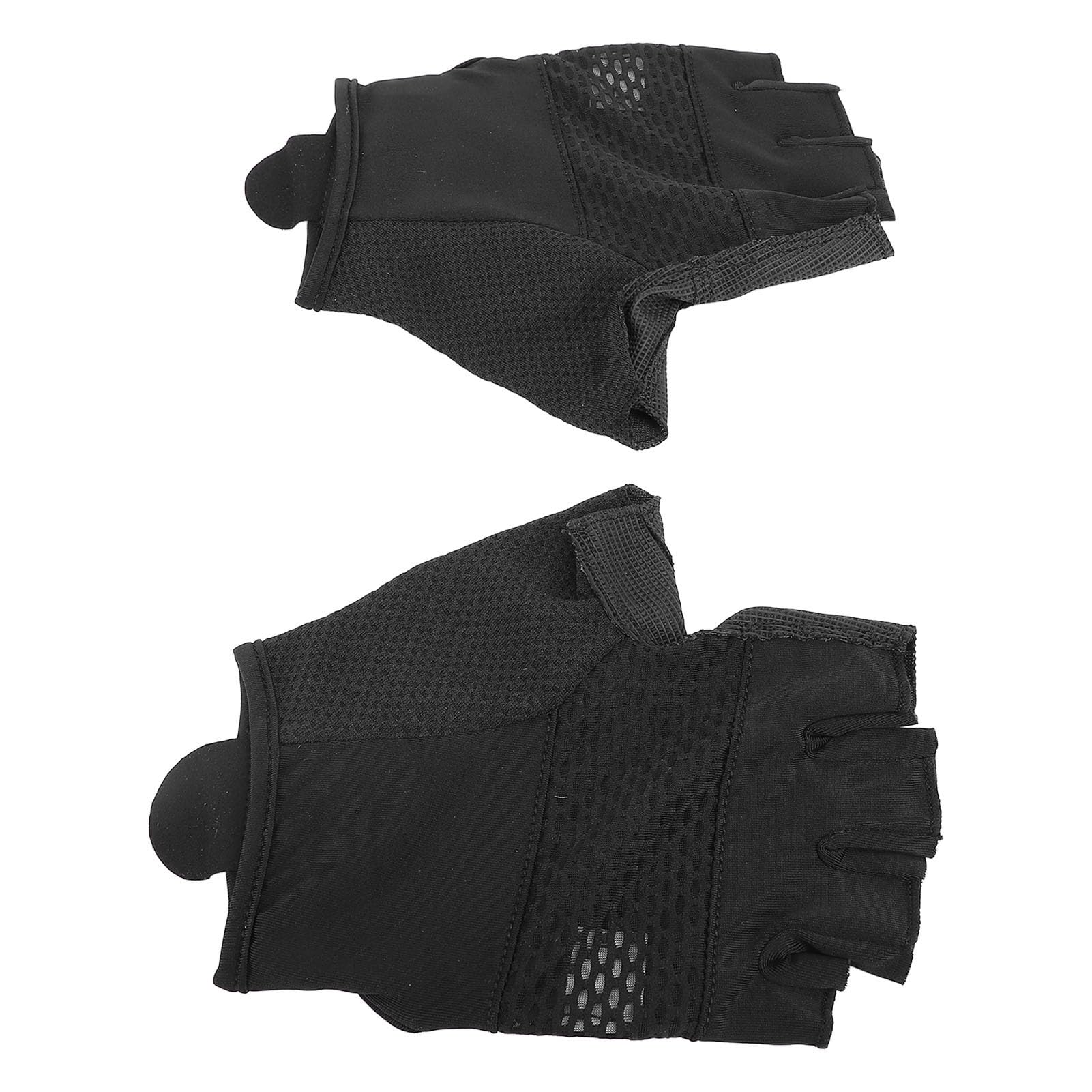 Guantes de Ciclismo Negros de Medio Dedo, Guantes para Bicicleta de Carretera, Transpirables, Antideslizantes y con absorción de Impactos, con Palma de PU, Ideales para Montar en
