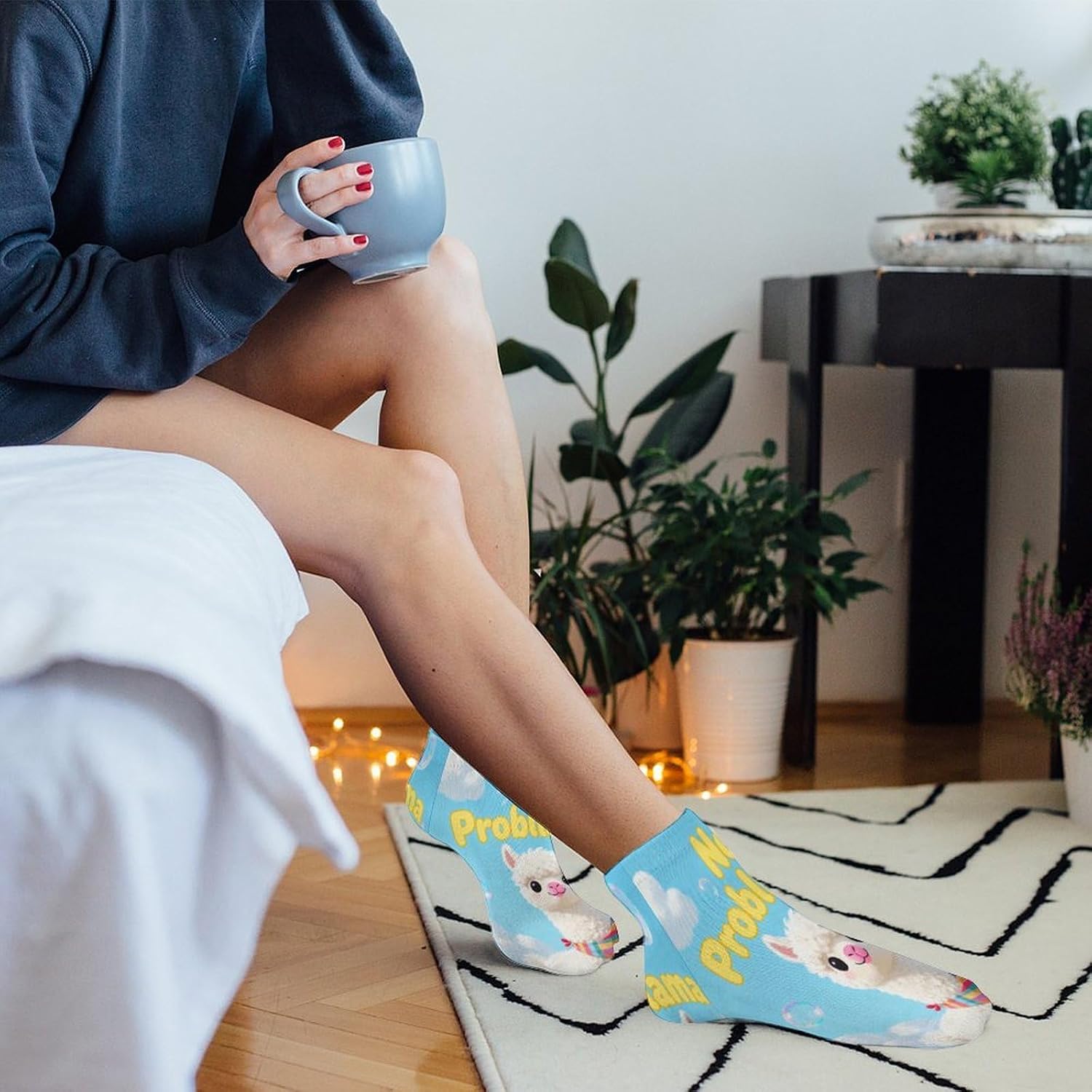 No Probllama Crew Sock for Men Women Funny Novelty Socks Athletic Ankle Socks Comfort Soft Low Cut Tab Sock 5 Pairs