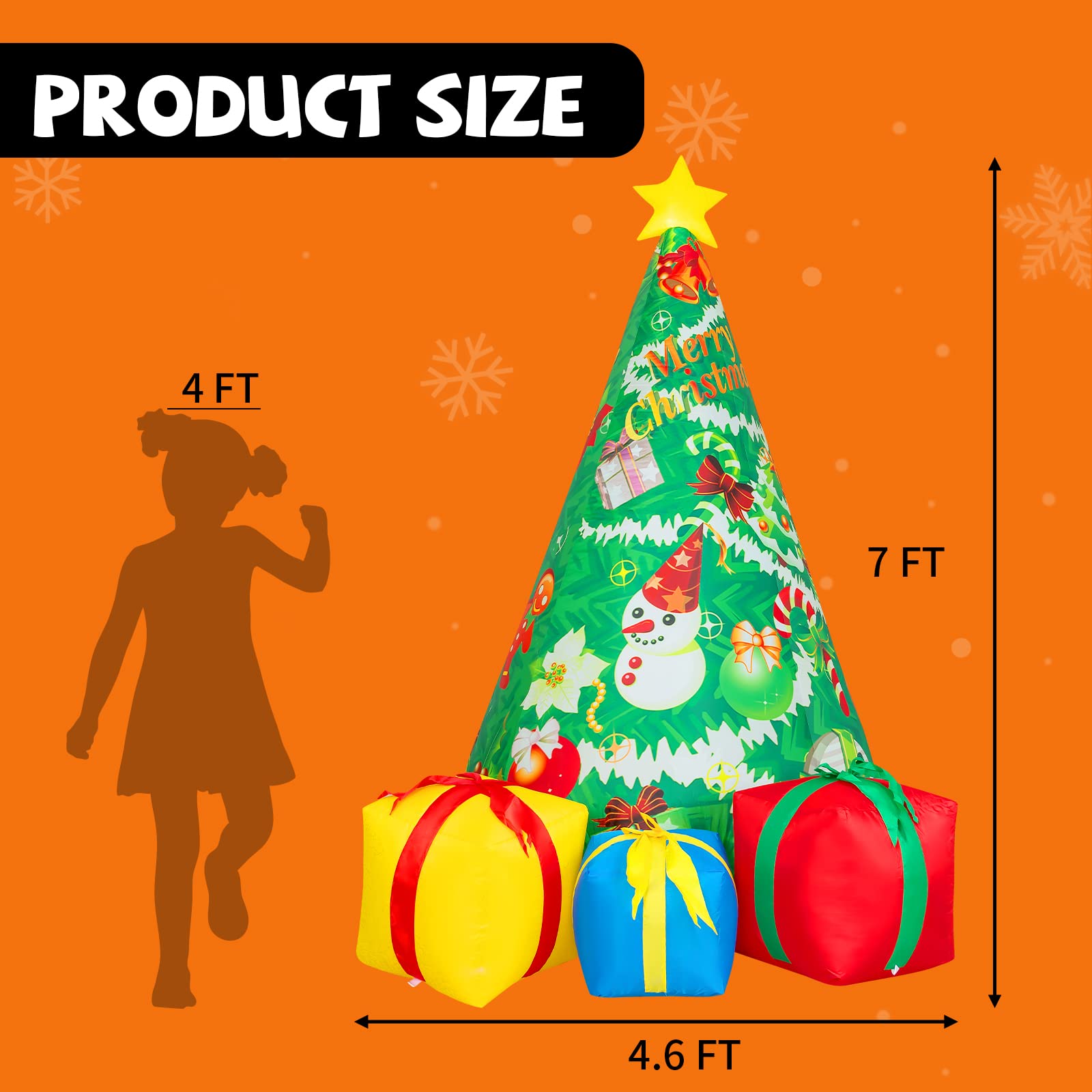 COMIN 7ft Christmas Inflatables Outdoor Decorations, Blow Up Christmas Tree Inflatable with Built-in LEDs for Christmas Indoor Outdoor Yard Lawn Garden Decorations