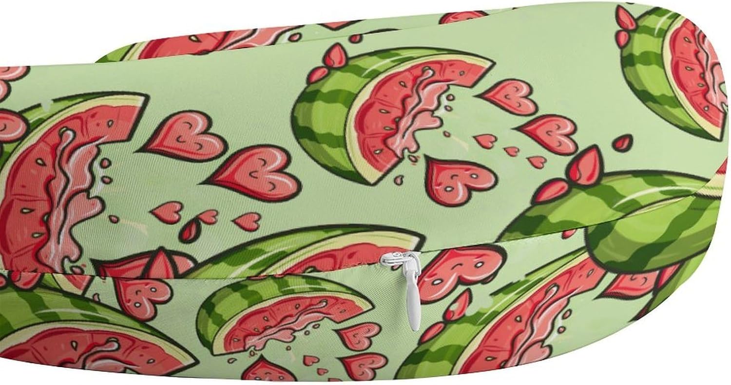 Watermelon Melon Fruit Travel Pillow U Shape Neck Pillow Washable Pillowcase for Sleeping Chair