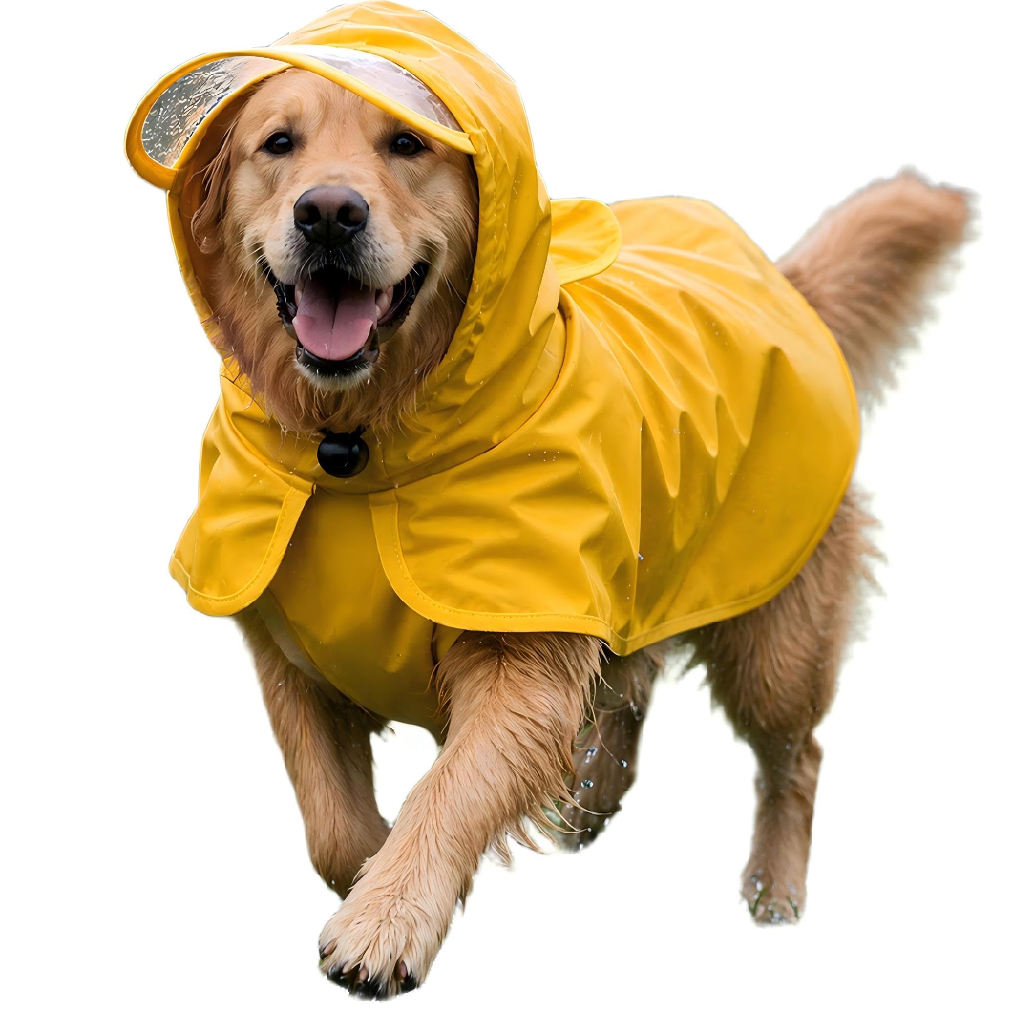 DINSAGE Dog Raincoat Waterproof Coat Rain Jacket for Small Medium Large Dogs Full-Body Coverage Quick-Drying Raincoats (Turmeric Yellow, XL: 9-15kg)