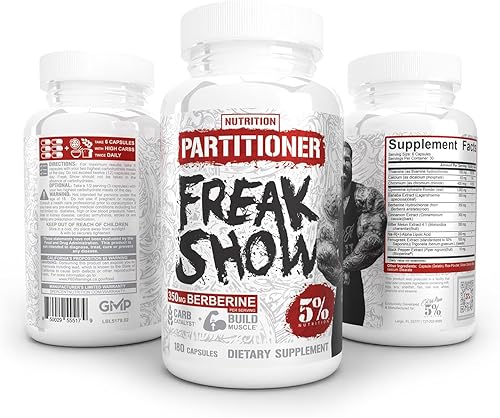 Miniatura 5 de 5% Nutrition Rich Piana Freak Show Constructor de músculo Berberina, Gymnema Sylvestre, polvo de banaba 180 cápsulas (30 días)
