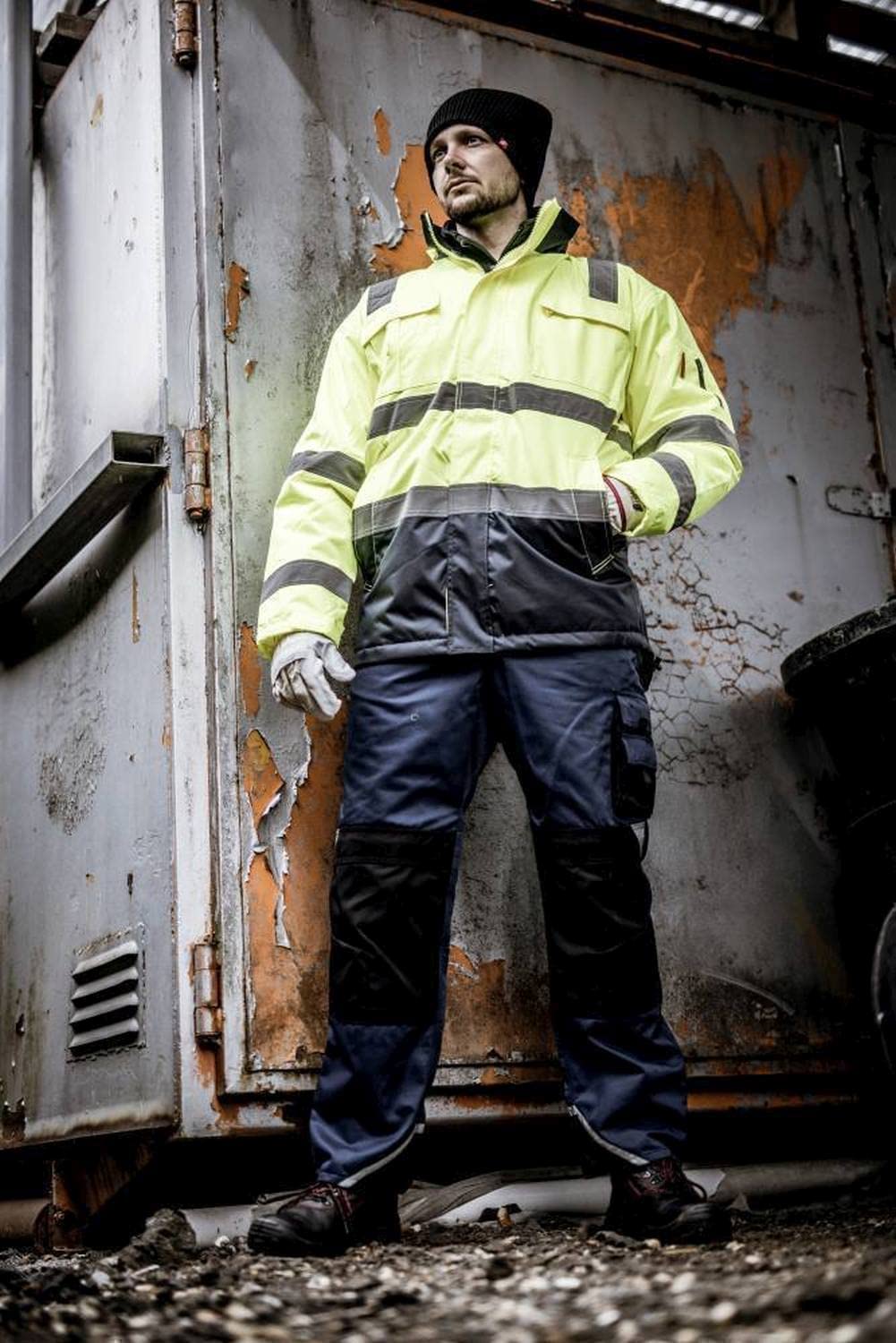 NITRAS Motion TEX VIZ – Abrigo de seguridad – Chaqueta de alta visibilidad – Parka reflectante – Amarillo neón – XL, amarillo fluorescente, XL
