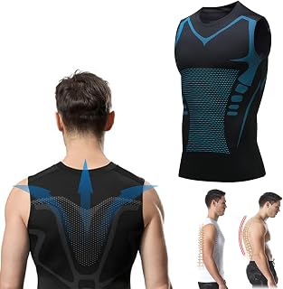 Menionic Tourmaline Posturecorrector Vest, Posture Corrector Men, Manshaper Tank Top (XL,Black)