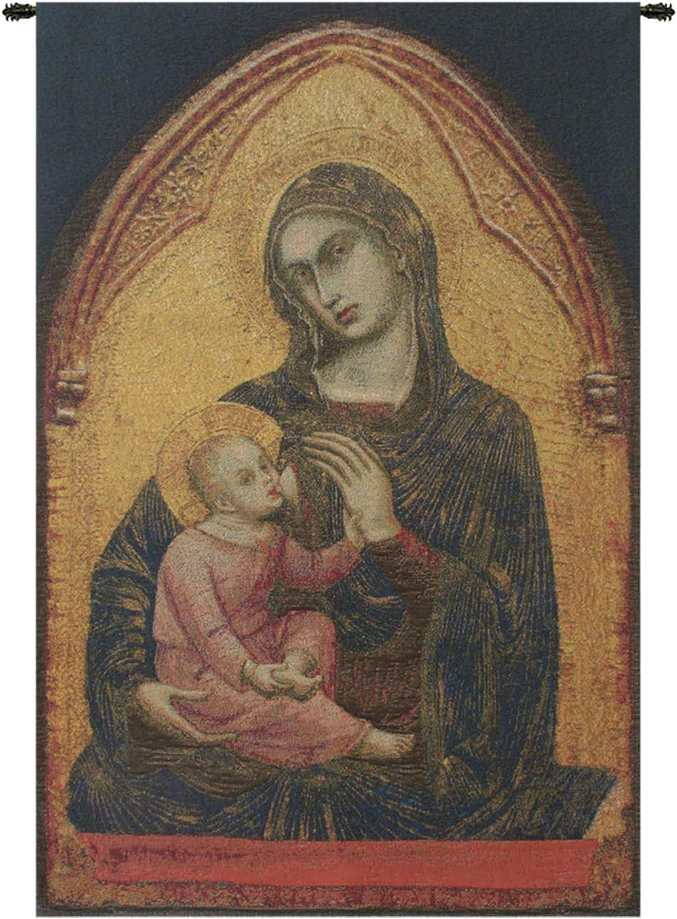 Madonna En Or Belgian Tapestry Wall Hanging - 23 in. x 38 in. CottonWool by Barnaba da Modena