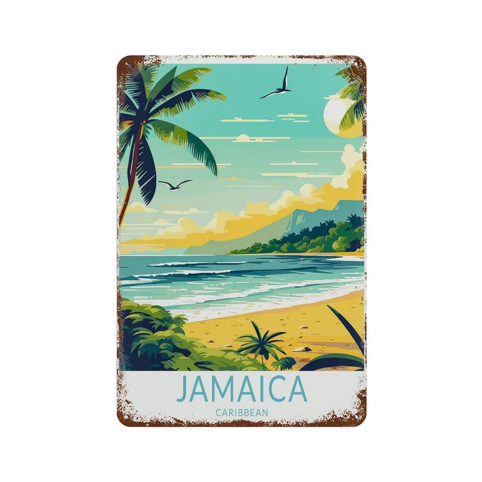 xiaoxiaoshen Jamaica Travel Caribbean Island Gallery Wall Decor Art Metal Tin Poster Modern Home Decor Art Home Bar Shop Decorations Vintage Sign 30x20cm