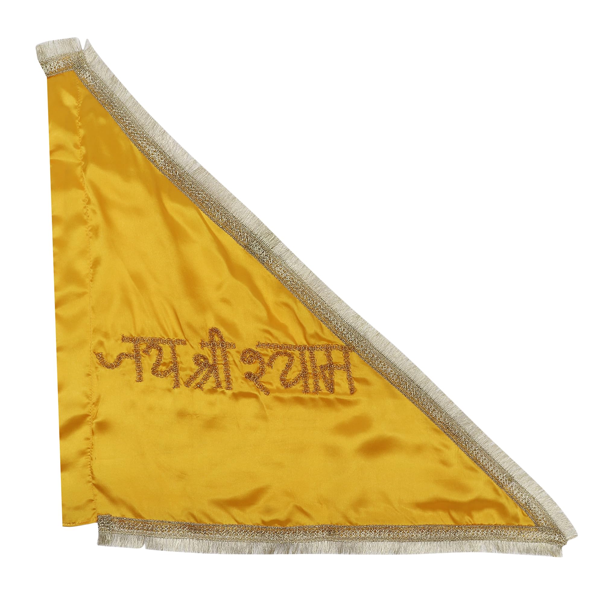 DOKCHAN Handmade Jai Shree Shyam Yellow Satan Silk Flag With Gota Kiran Golden Border Triangle Outdoor Flag (110cm) (B0CTHRHCWZ) Amazon Price History, Amazon Price Tracker