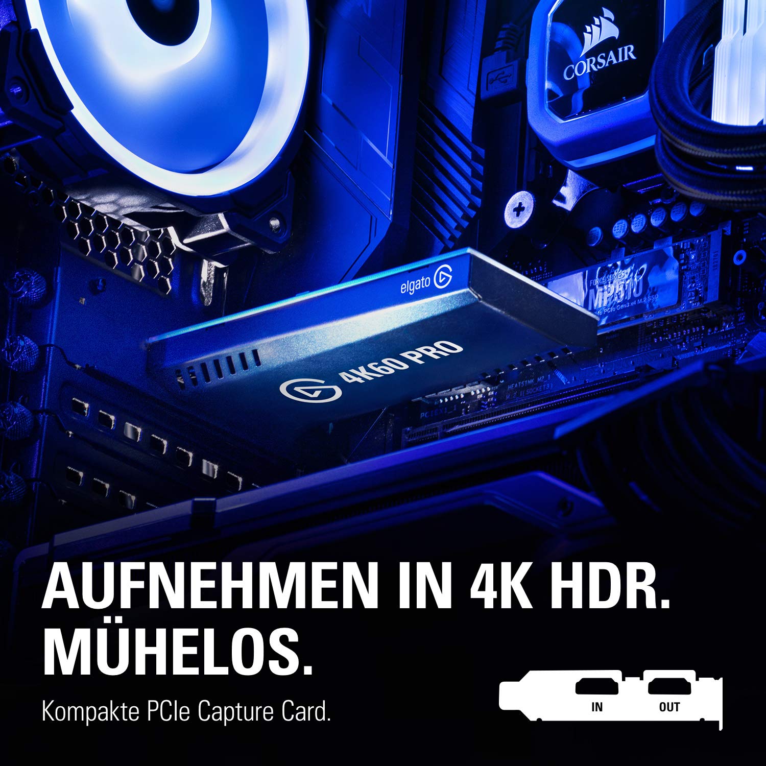 Elgato 4K60 Pro MK.2, interne Aufnahmekarte, streamen und aufzeichnen in 4K60 HDR10 mit Ultra-Low-Latency auf PS5, PS4/Pro, Xbox Series X/S, Xbox One X, in OBS, Twitch, YouTube, für PC