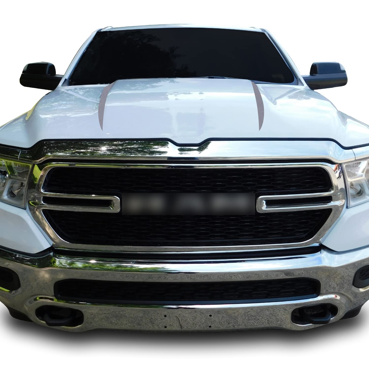 Gomu Hood Spears Graphic Overlay Accent Vinyl Decal Wrap Compatible with Ram 1500 2019 2020 - Matte Silver