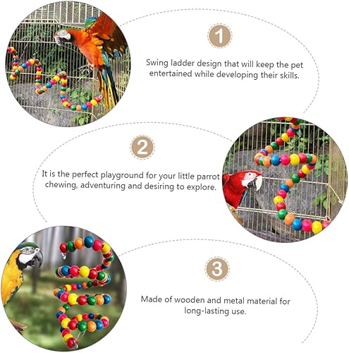 Miniatura 2 de EXCEART Escalera giratoria para loros, juguete para mordedura de loros, cuerda de pájaro, soporte en espiral, juguetes para masticar, perca, para