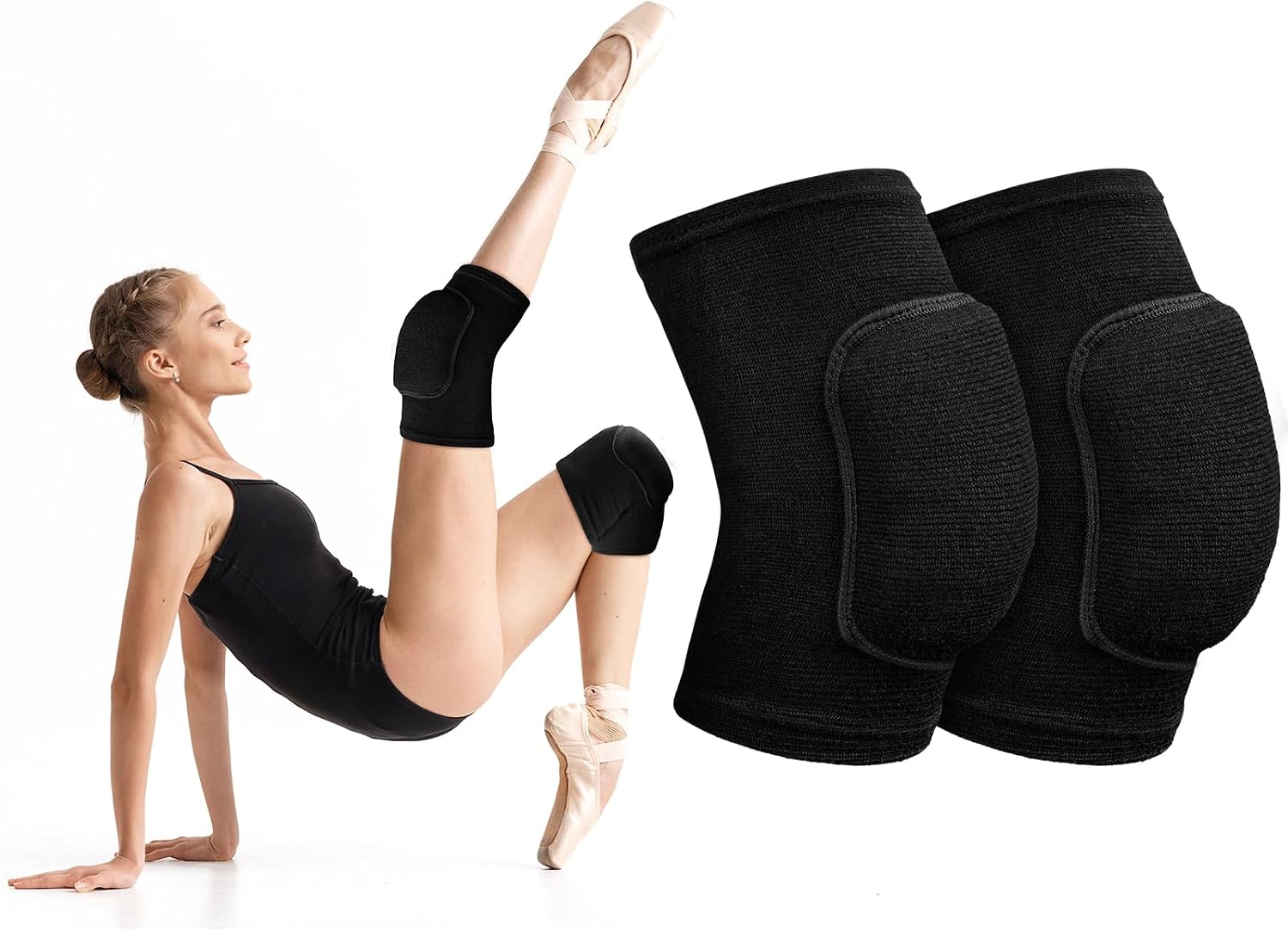 Flintronic Genouillères de Protection, Genouillères de Danse, Genouillère de Sport, Genouillère de Volleyball, Épais Éponge Antidérapant, Protege Genoux pour Danse Volleyball Yoga Football, Unisexe, M