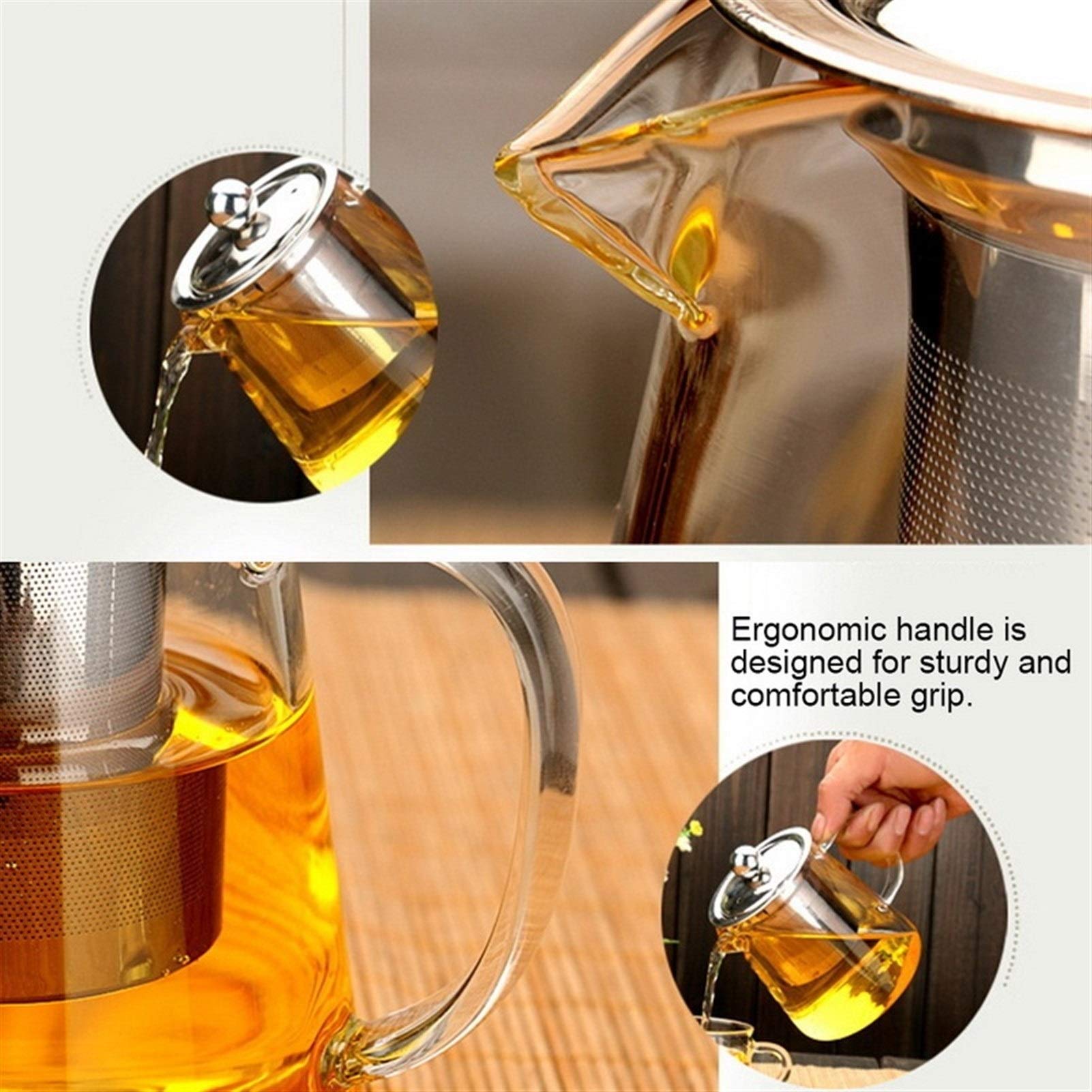Teteras y hervidores 350/550 / 750 / 950ml Vidrio borosilicato de la Tetera a Prueba de Calor del Filtro de Cristal Cuadrado Tetera té Infuser Oolong de la Leche de la Flor Tea Pot Tetera