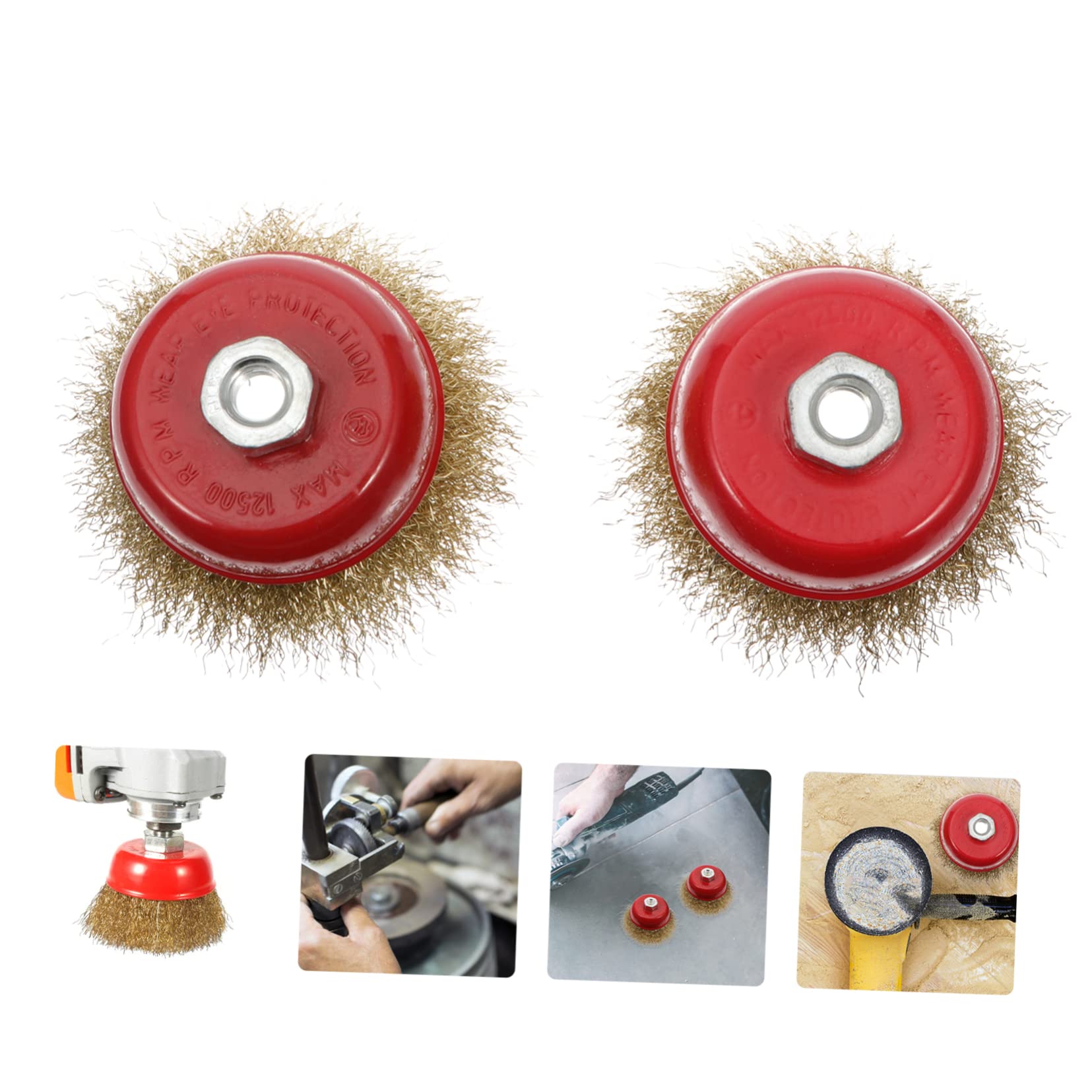 STOBAZA 2 Pcs Wire Brush Wheels Brush for Deburring Surface Preparation Compatible with Angle Grinders High Efficiency Coated Wire for Painting and Coating Applications
