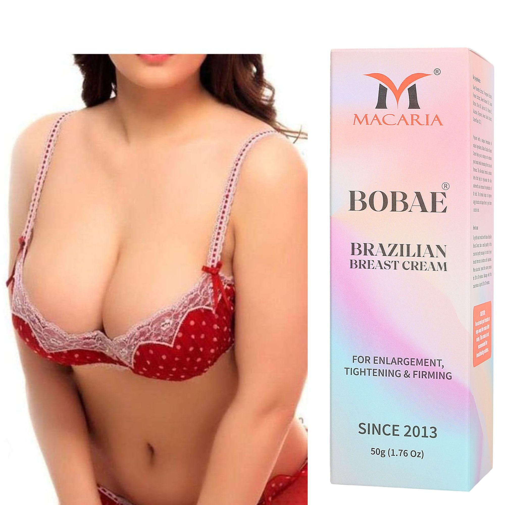 Bobae Breast Firming & Enlargement Cream - Bust Growth & Chest Enhancement Gel - Increase Size, Volume & Firmness - Breast Lifting, Toning & Smoothing Cream for Women & Girls - Big & Enlarge - 1.76 Oz