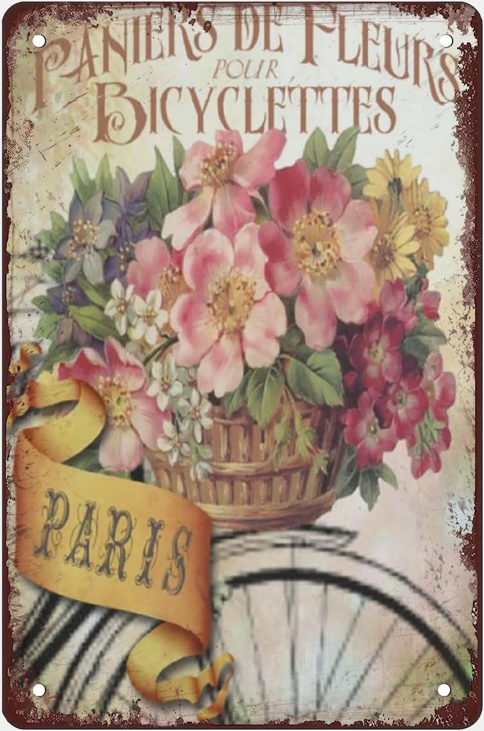 Pibonto Women's Wall Art Funny Metal Tin Sign Vintage French Floral Country Home Wall Decoration Bar Office Kitchen Living Bedroom Courtyard Decoration Sign Gift For Men 8X5.5 Inch Plaque Tin Sign