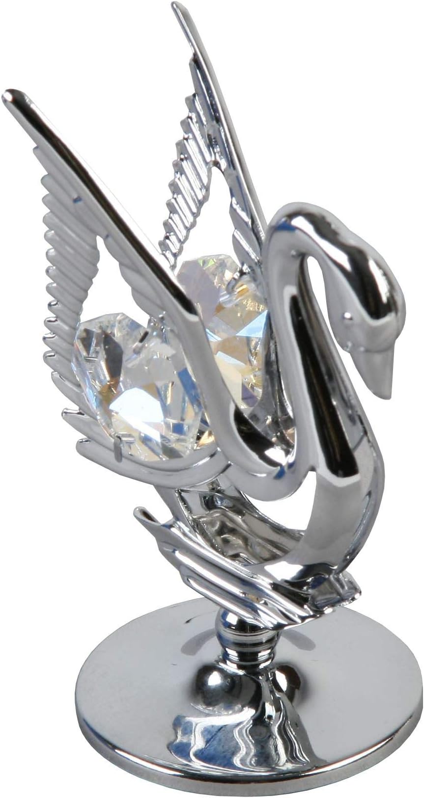 Chrome Plated Swan Ornament With Crystal From Swarovski®