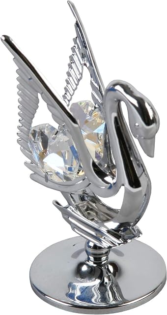 Crystocraft Chrome Plated Swan Ornament With Crystal From Swarovski®