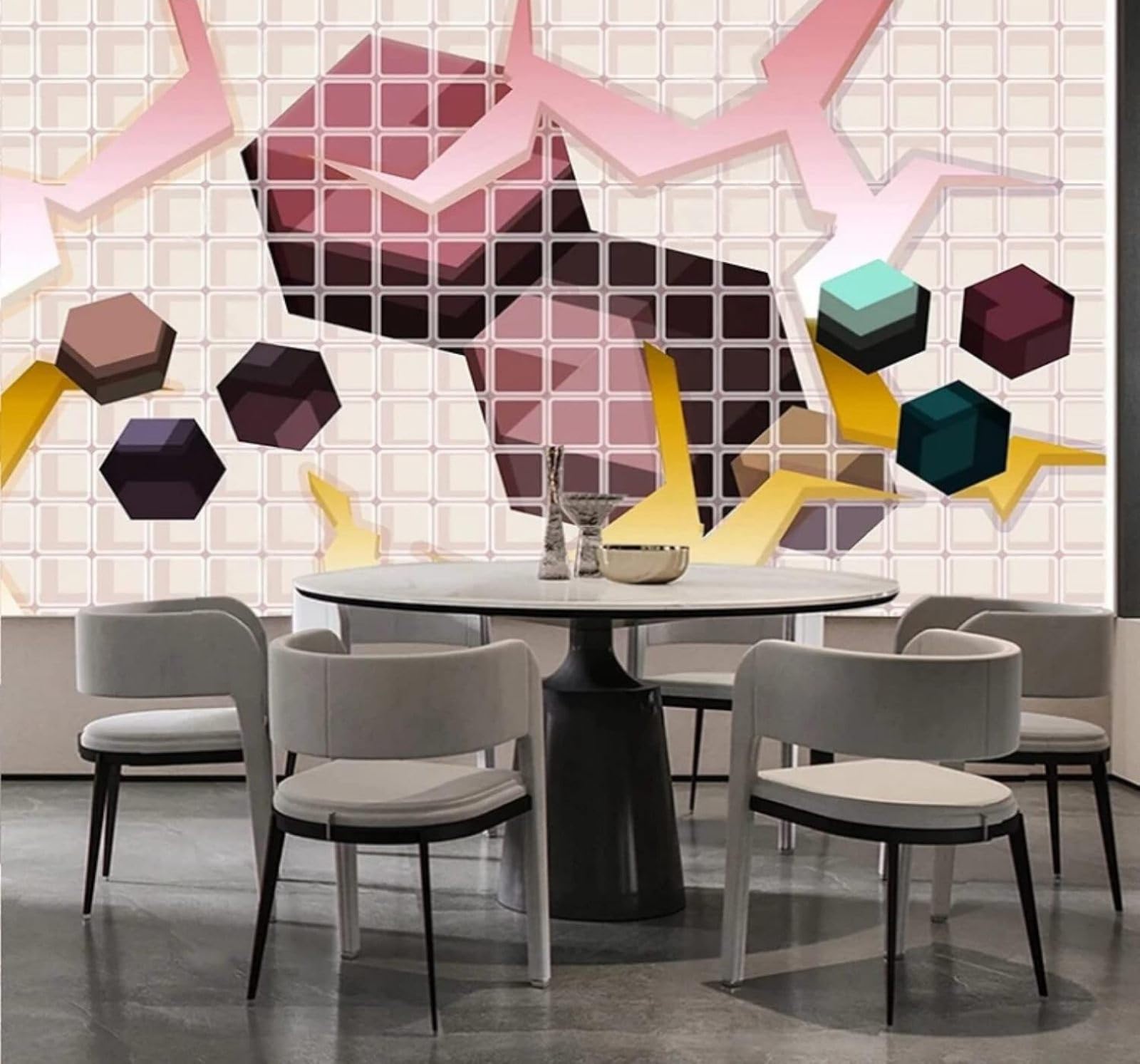 Wallpaper-3D-Xlm 350Cm×256Cm(B×H) Abstract Three Dimensional Geometric Grid Lines 3D Wallpaper Easy Install Feature Office Living Room Sofa Bedroom Tv Background Wall Decoration-350Cm×256Cm