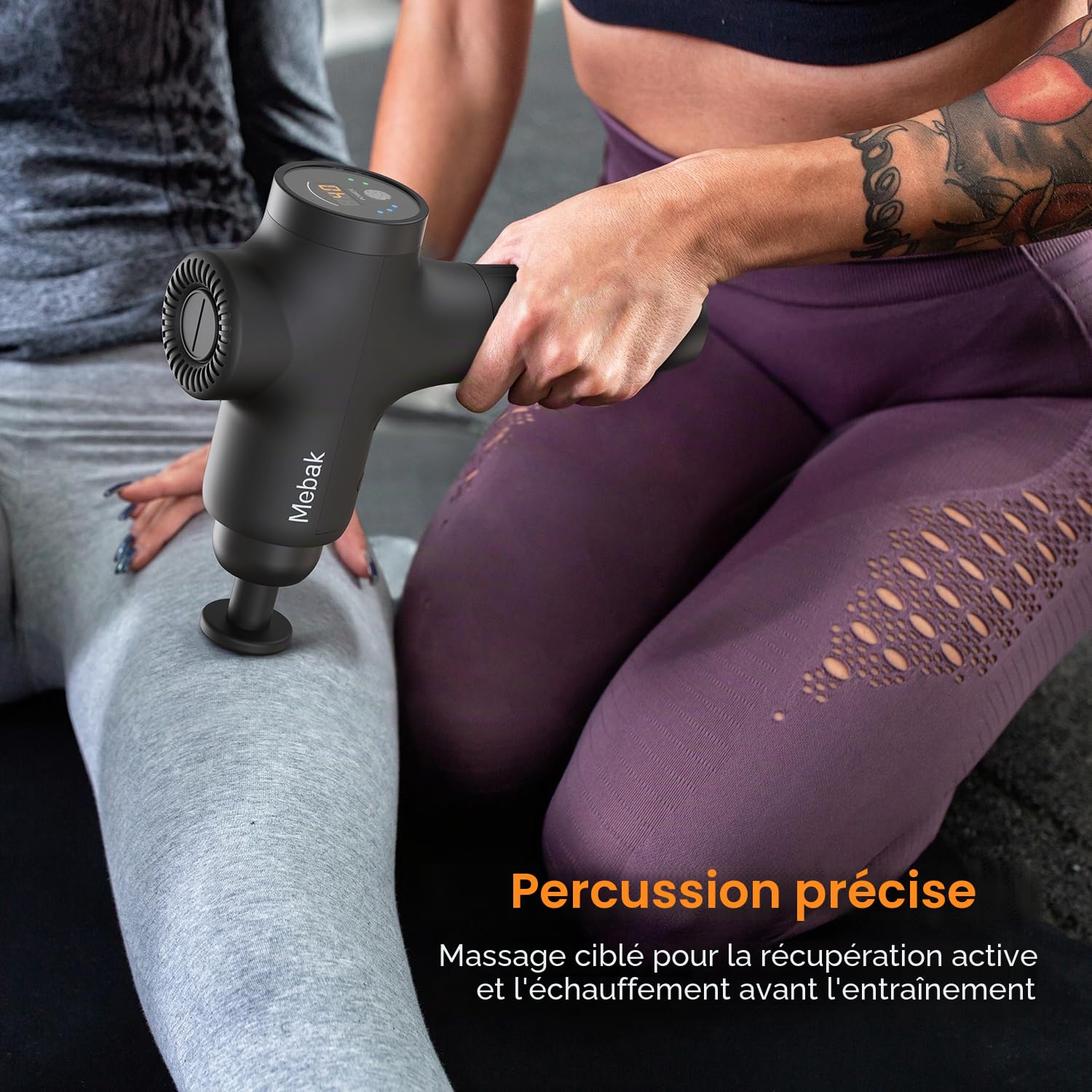Mebak 3 Pistolet de Massage Musculaire Massage Gun Masseurs Électriques Portables Masseur des Tissus Profonds Soulagement des la Douleur Ultra Silencieux avec 7 tête 5 vitesses 12mm Amplitude