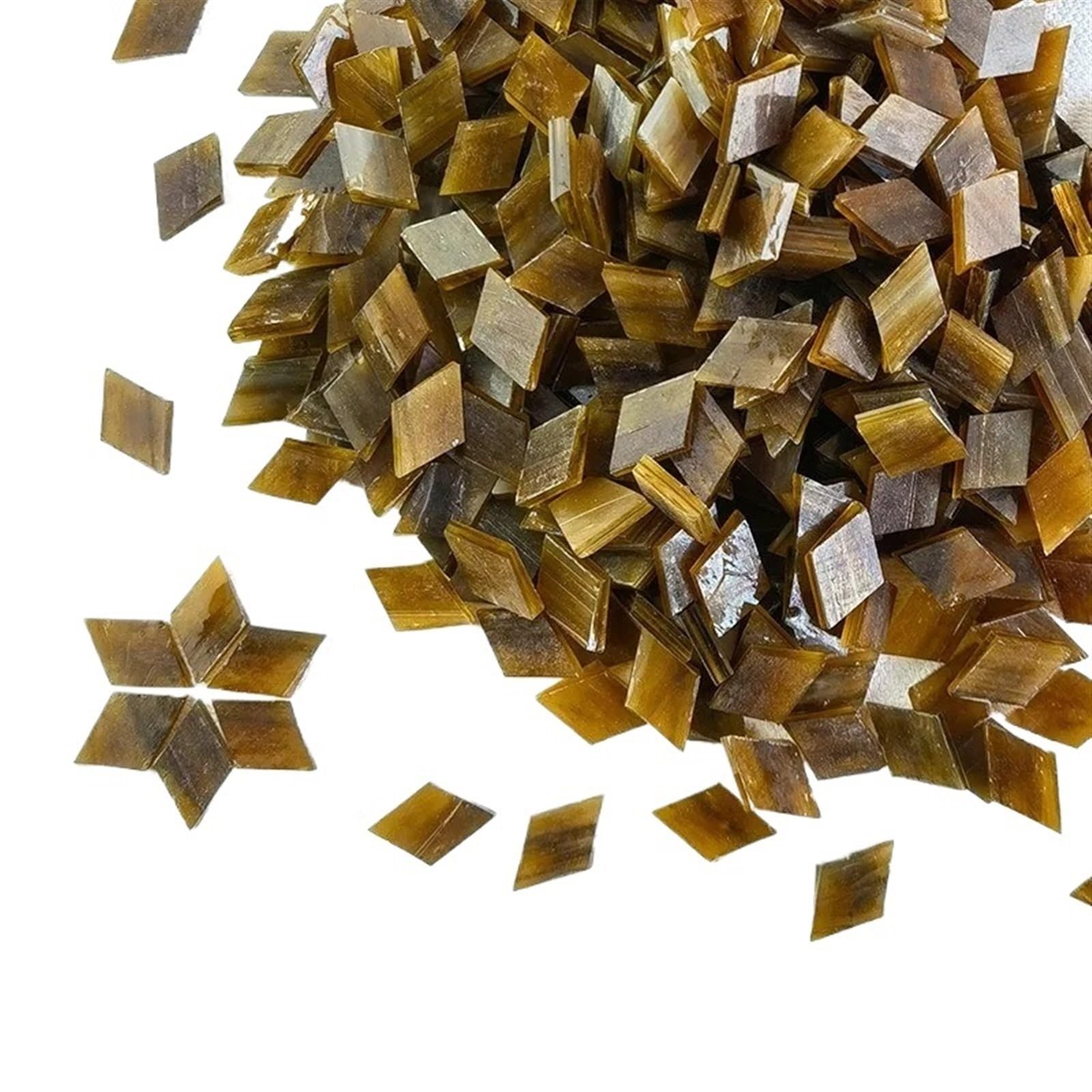 Mosaic Pieces 115g/4oz (Approx. 200pcs) Rhombic Mica Mosaic Tiles Translucent Micaceous Tile DIY Craft Materials Candleholder/Lampshade/Window for Home Garden Decoration Art Projects(Coffee)