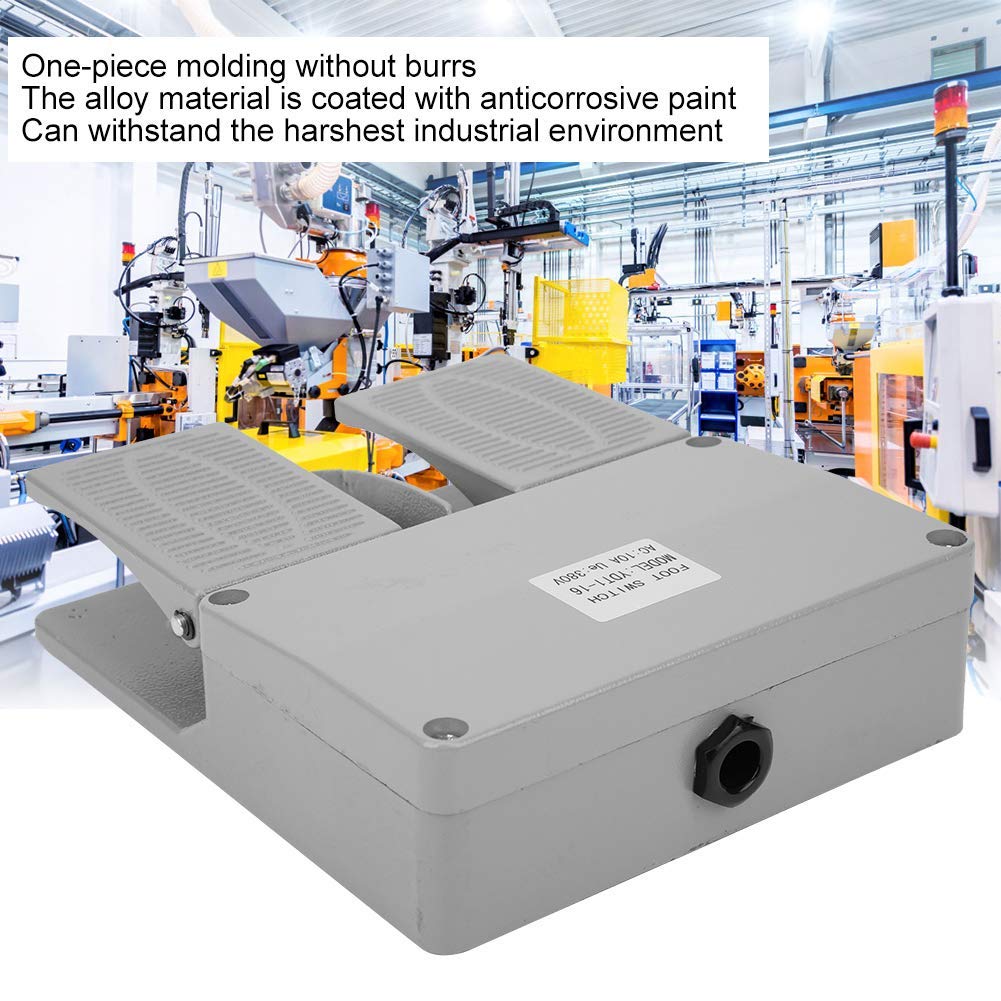 Interruptor de Pedal Doble 380VAC 10A de Superficie Lisa para Tornos Taladros de Columna y Punzonadoras