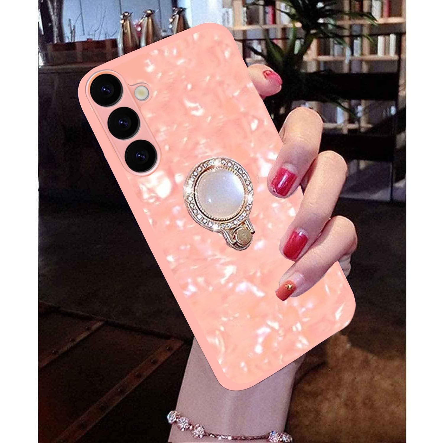 KC Back Cover for Samsung Galaxy S24 5G, Glitter Dream Shell Pearl Stand Ring Holder Soft Silicone Semi Transparent Camera Protection Case (Pink) (B0D1XPVJ4B) Amazon Price History, Amazon Price Tracker