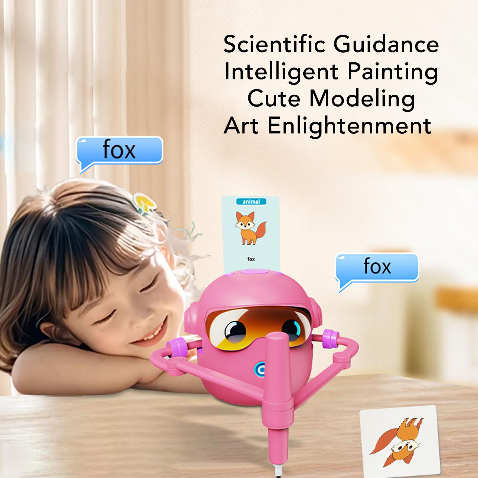 Tbest Smart Rysing Robot, Dzieci Malowanie Robotów z 100 Kartami Rysunkowymi i 2 Długopisami, Interaktywna Maszyna do Rysowania Edukacyjnego dla Dzieci w Wieku 5-12, 4,9x4,33 w Automatycznej Zabawce