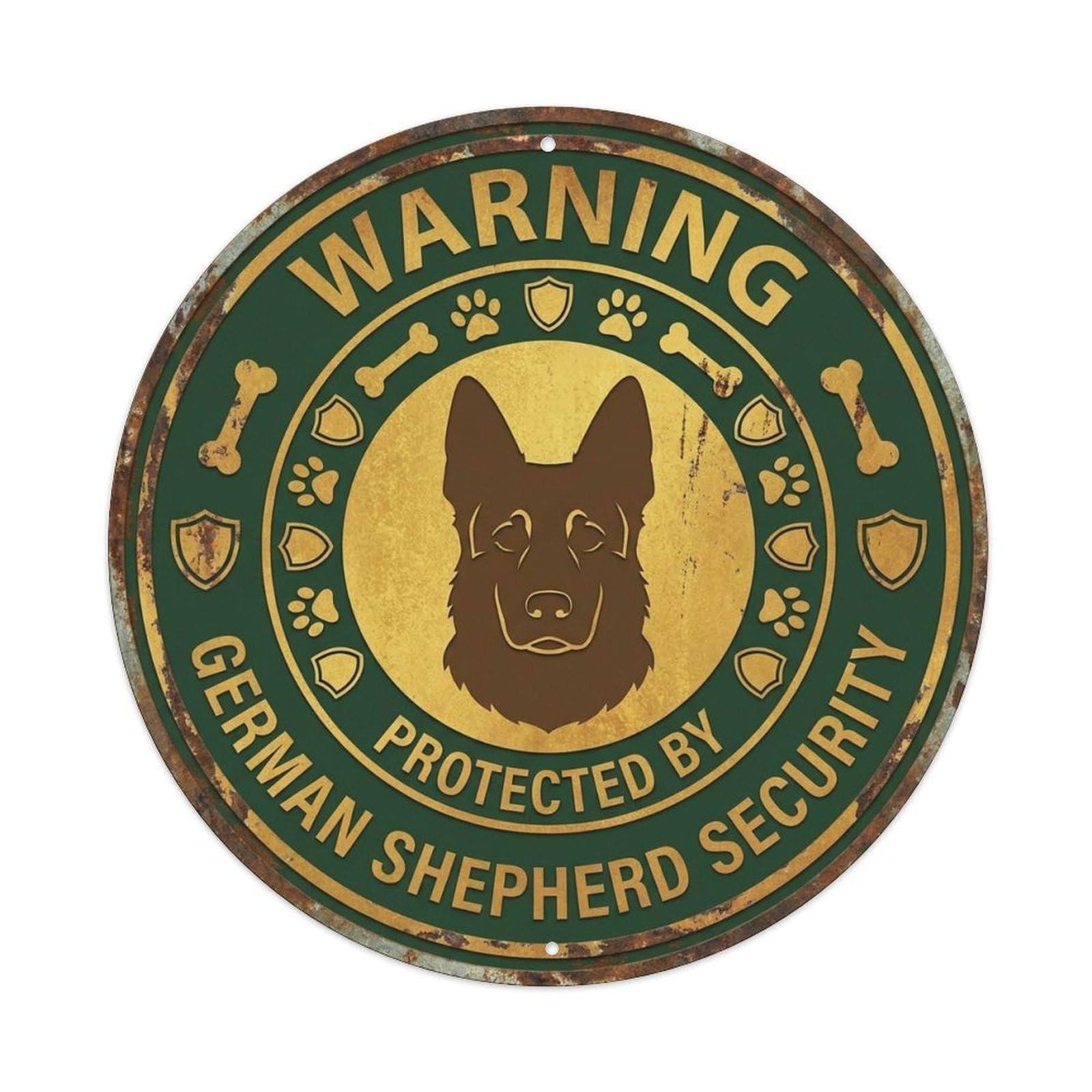 German Shepherd Security Warning Vintage Blue Metal Tin Sign