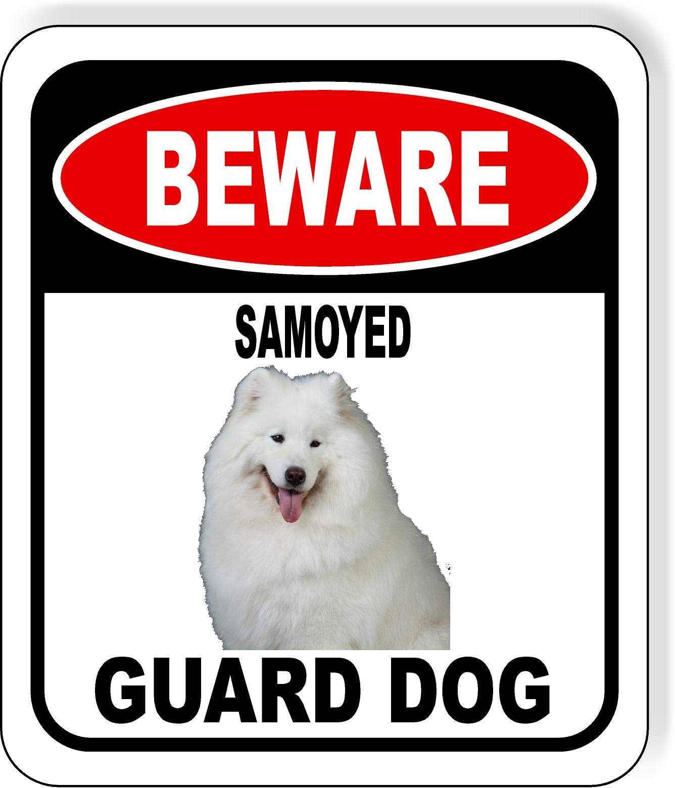 Work House Signs Cartel de aluminio compuesto para exteriores con texto en inglés "Beware Samoyed" (20 x 24 pulgadas)