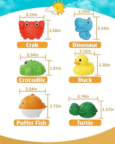 Miniatura 6 de Juguetes de baño para bebés de 6, 12 y 18 meses, juguetes de baño con forma de animal, juguetes de baño de silicona suave, esenciales para el baño